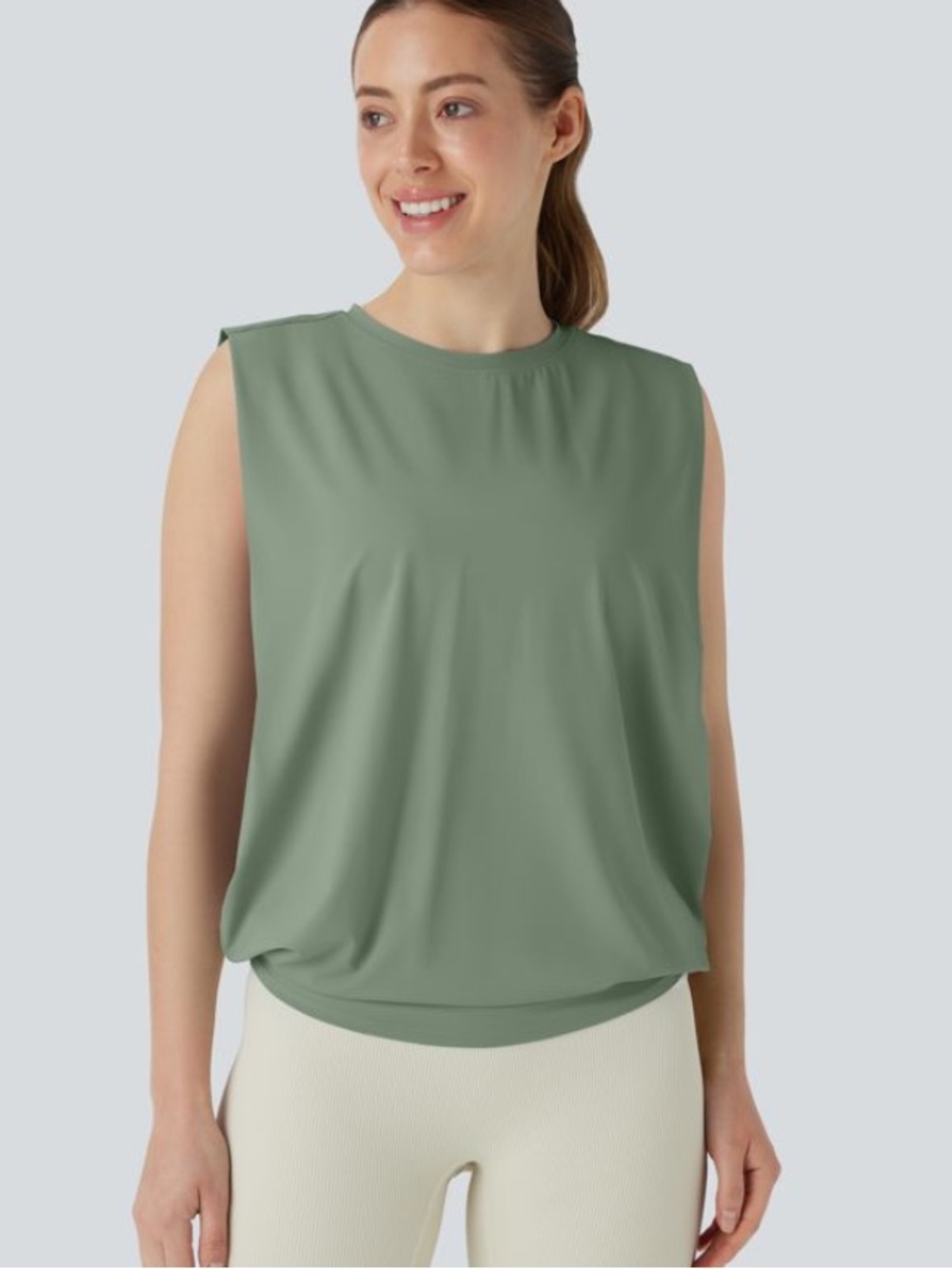 Round Neck Ruched Cool Touch Yoga
Tank Top-UPF50+ new